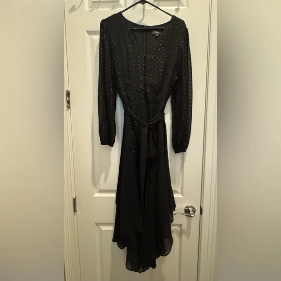 MSK Black Chiffon Dot Pattern Maxi Dress - Size XL - EUC - Only Worn Once - Picture 3 of 10